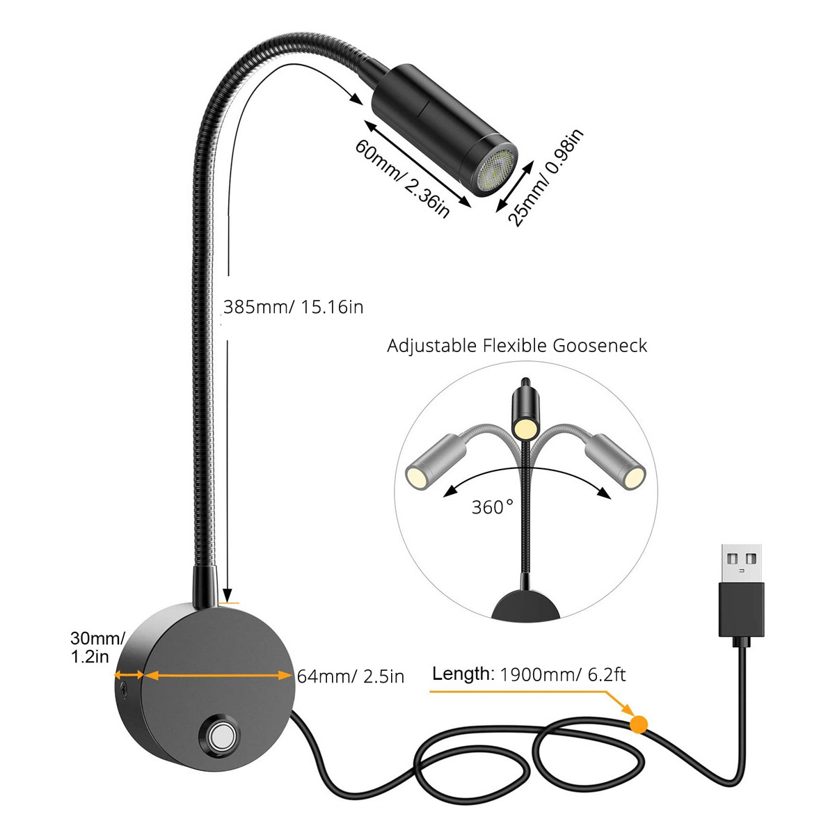 2pcs 5V USB Bedside Wall Readi - огляд і ціна Photography Lighting Book